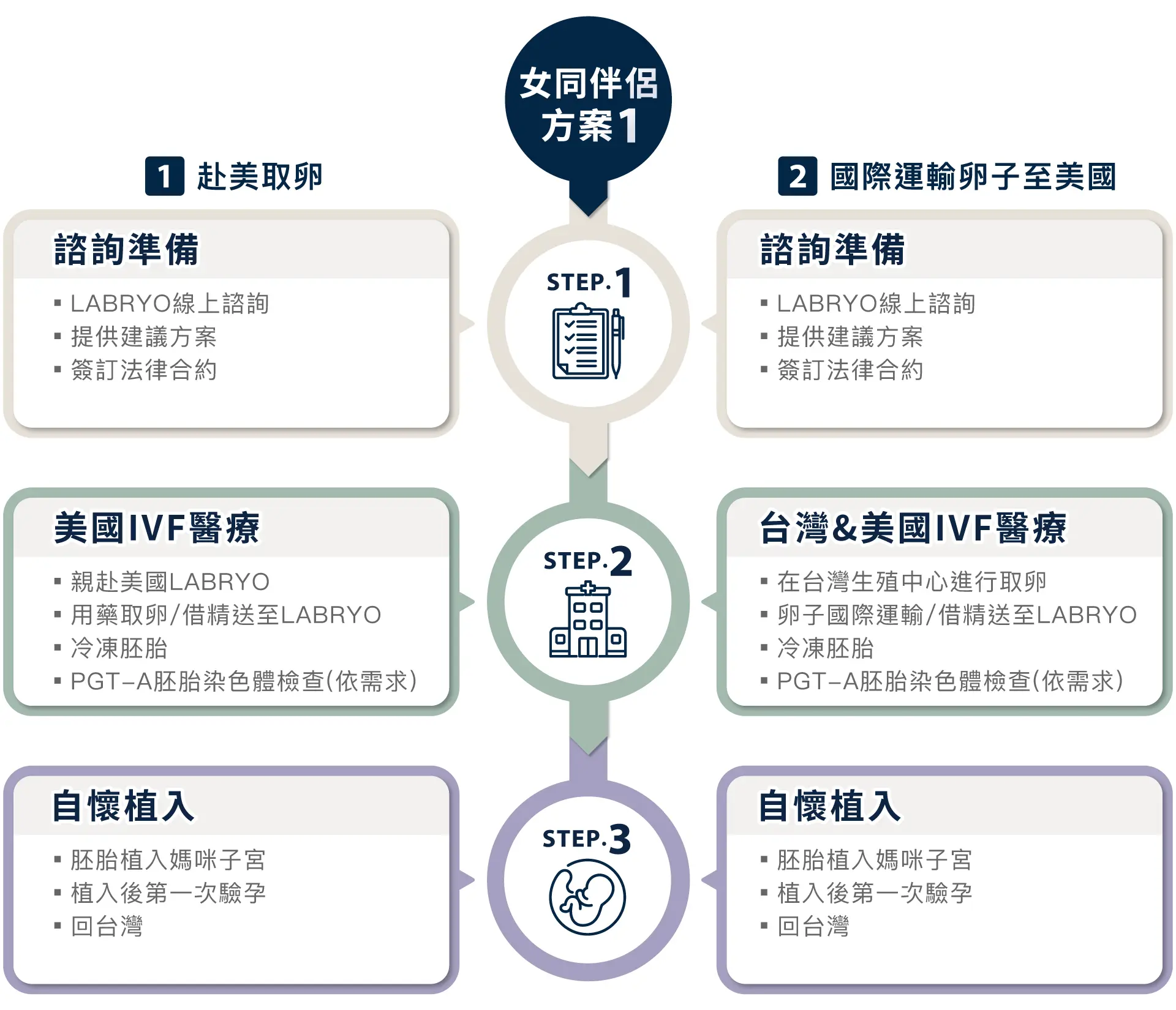 女同伴侶的生育方案1、自卵借精自懷流程